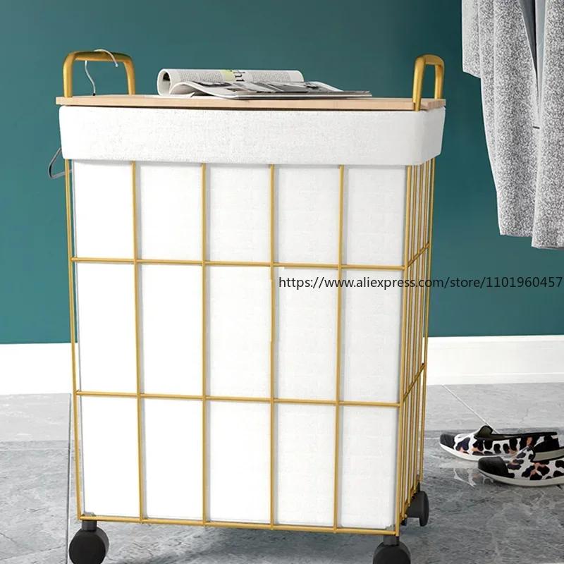 Fashion Light Luxury Household Laundry Hamper High-end Simple Toys Storage Basket Creative Multi-functional Bedside Cabinet
