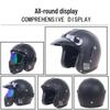 Retro Leather Motorcycle Half Helmet with Visor