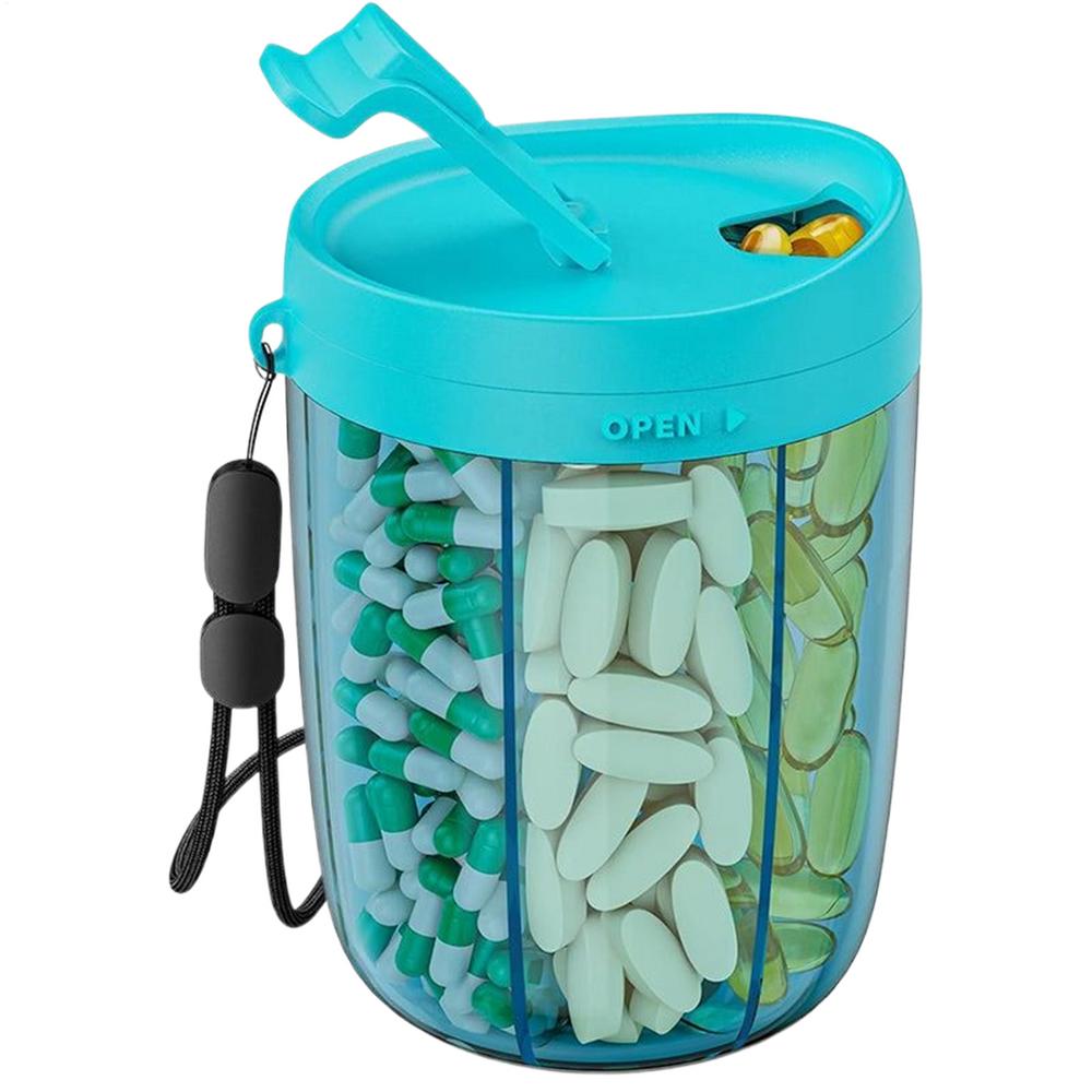 

Transparent Pill Storage Containers Sealing 6 Grids Pill Dispenser Bottle For Holding 7 Various Vitamins Travel Pill Case Box синій