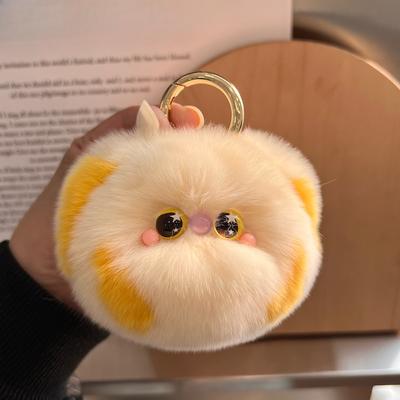 [Chubby Kitten] Real Rex Rabbit Hair Car Keychain Pendant Plush Doll Doll Book Bag Pendant