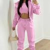 Women's Solid Color Three-Piece Set: Hooded Sweatshirt & Long Pants - Casual, Elegant Commute.