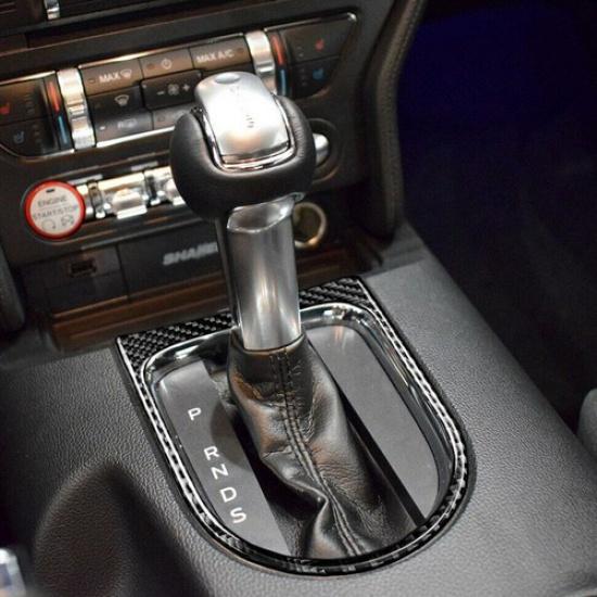 Carbon Fiber Gear Shift Panel Cover Trim for 15-20 Ford Mustang Interior Accesso