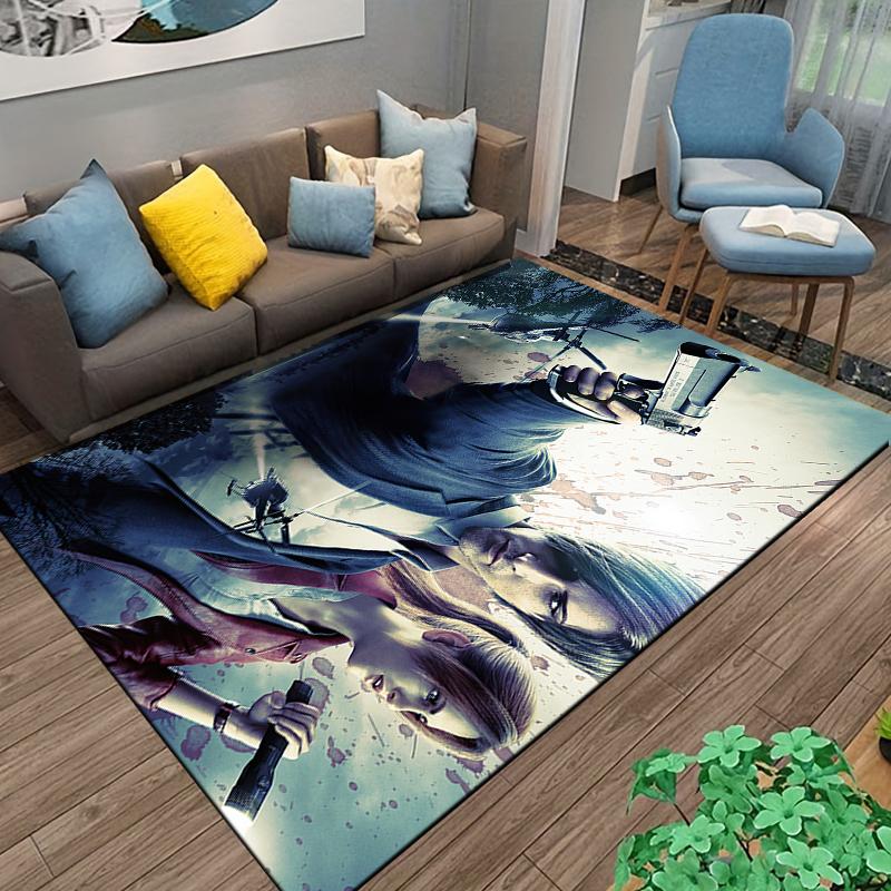 Resident Evil character promotional image printed flannel carpet, non-slip, suitable for bedroom, living room, and children's room decoration