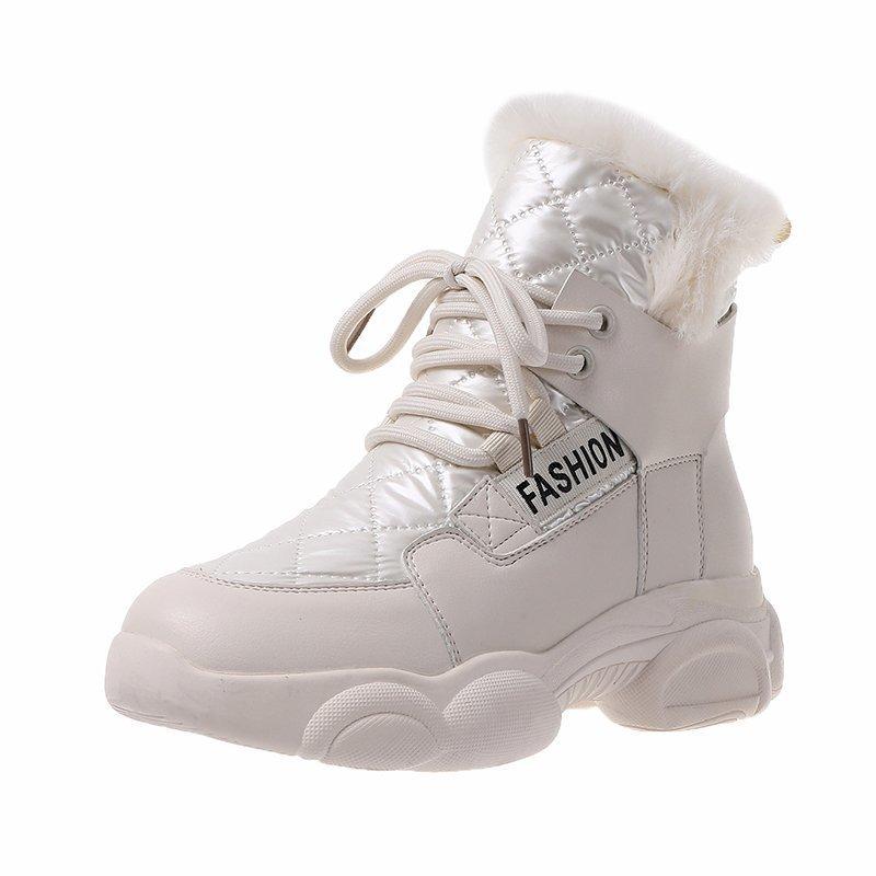 Women s Snow Boots Winter New Plush Warm Cotton Shoes Waterproof Thickened Non Slip Cotton Boots 40