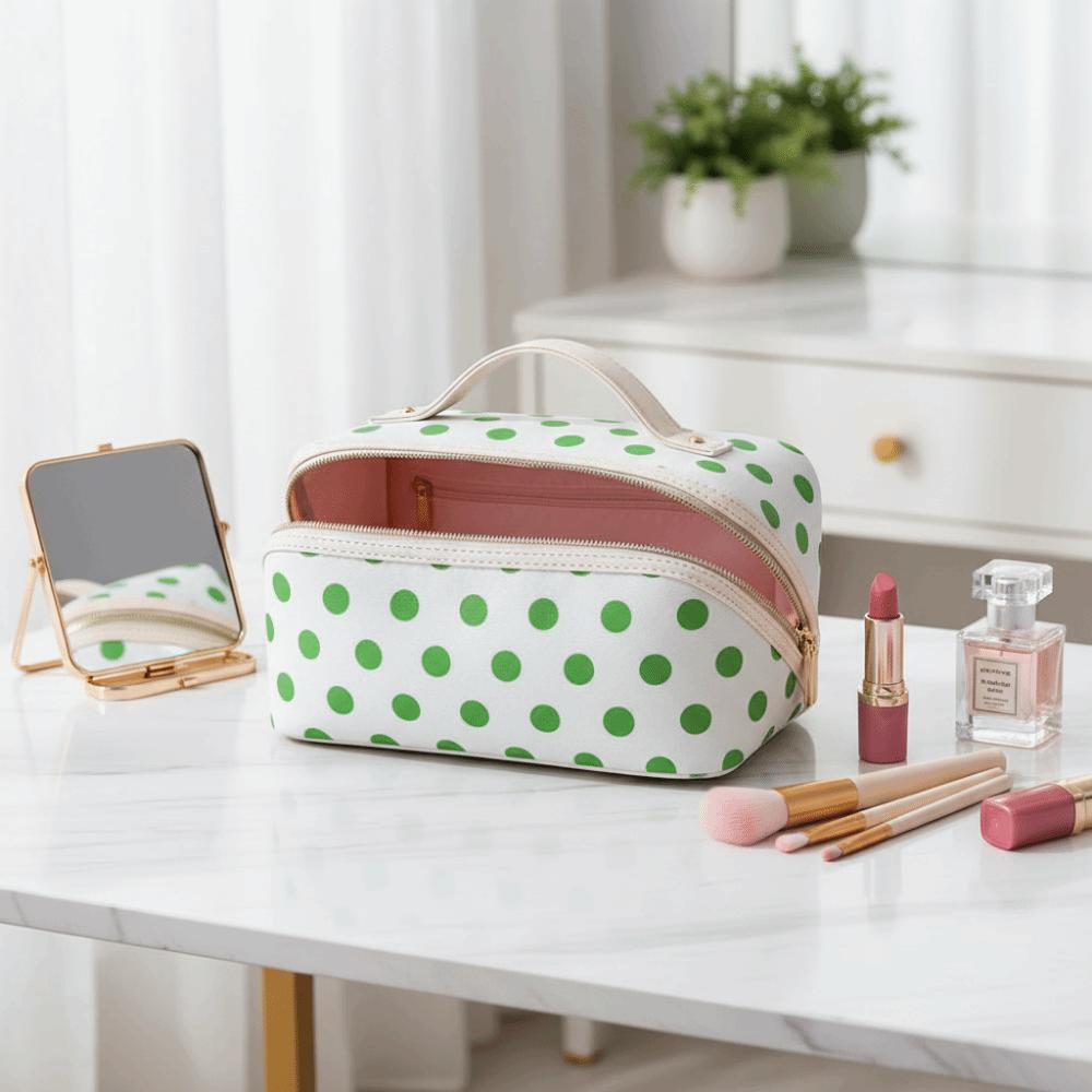 Zipper Women's Cosmetic Bag Polka Dot/Striped Women's Toiletry Organizer  Cosmetics Storage