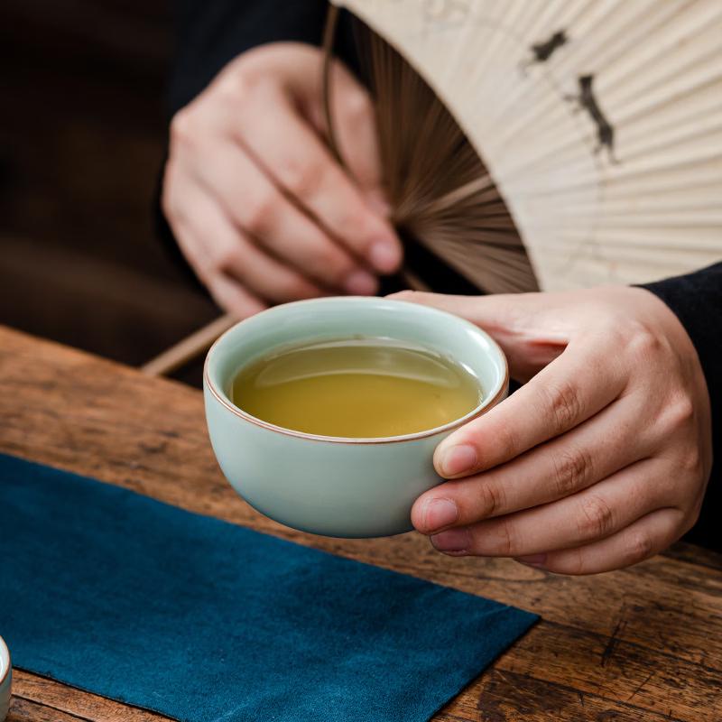 Simple Ru Kiln Ceramic Portable Tea Set