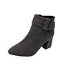 Suede Coarse Heel Martin Boots Women's Shoes Large Size Pointed Belt Buckle Coarse Heel Boots