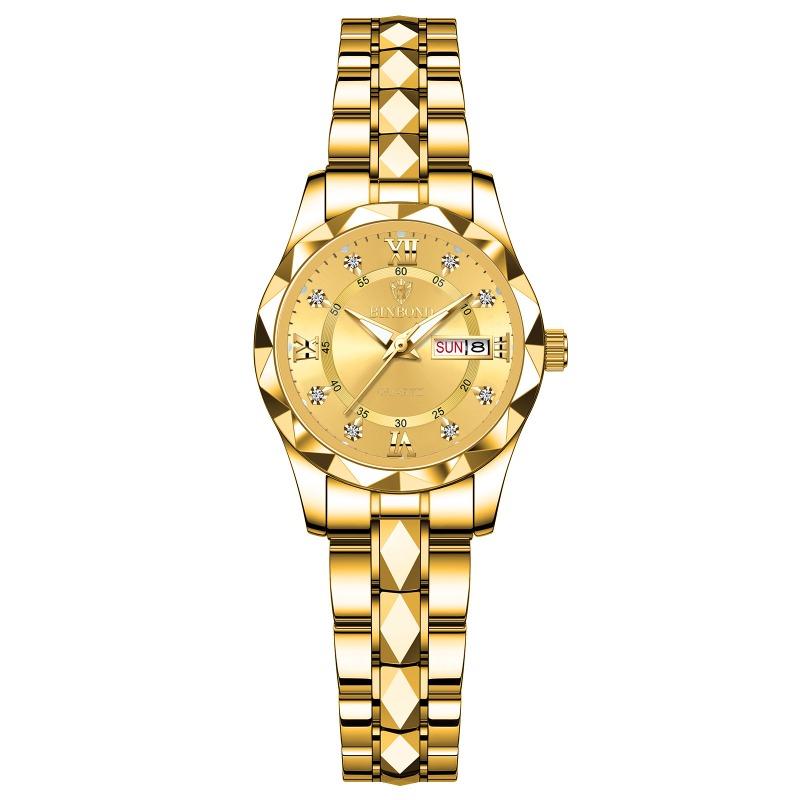 Herrenuhr Wasserdicht Leuchtende Uhr Rhombus Spitze Glas Doppelkalender Trend Freizeit Uhr Herren
