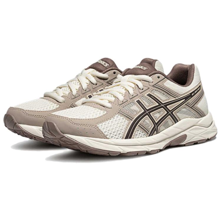 Asics Gel-Contend 4 Comfortable Versatile Shock Absorption Low-Top Running Shoes Women sneaker White Brown T8D9Q-113