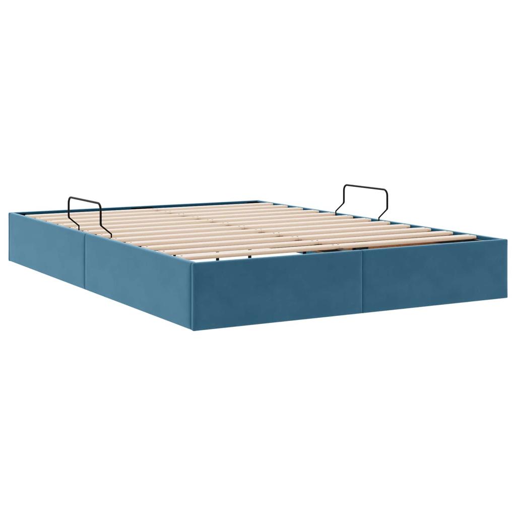 Ottoman Bed Frame with Storage Dark Blue 140 x 200 cm Velvet