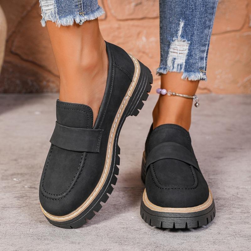 Small Leather Shoes Women's Spring and Autumn New Fashion Versatile Color Matching Casual Thick Heel Platform Single Shoes