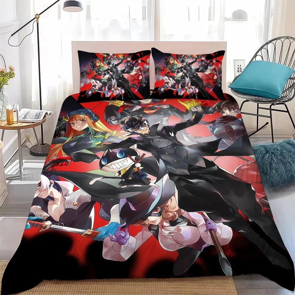 P-Persona 5 The P-Phantom Duvet Cover Pillowcases Bedding Set,Birthday Gift for students Adult Girl Boy Bedroom Decoration Gift