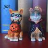 Shelf Decor for Cat Lovers Halloween Figurine, Resin Miniature Statue, Desktop Animal Ornaments Collectibles with Witch Hat/Cloak/Pumpkin Lamp Design
