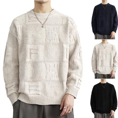 Herrenmode Strickpullover Langarm Locker Umlegekragen Pullover
