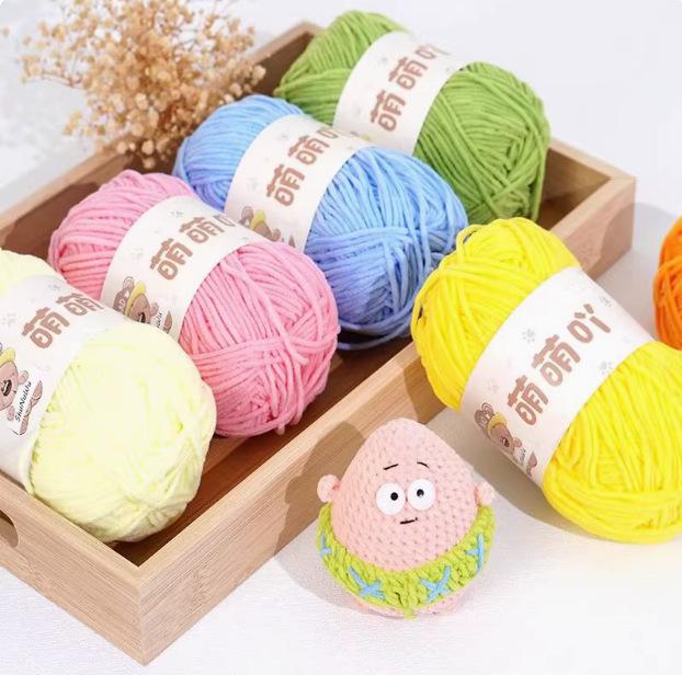 Süße matte Chenille-Wollkugel: Feines Eisstreifen-Garn für DIY-Häkelpuppen & Decken