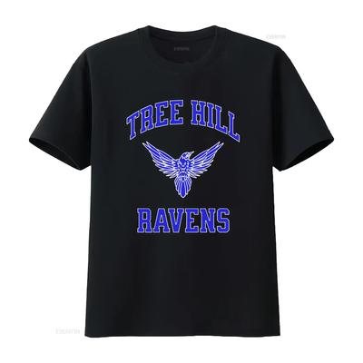 Vintage College Style Tree Hill Ravens Raven Print Casual Streetwear T Shirt Vintage Washed Designer Clothes Graphic Unisex