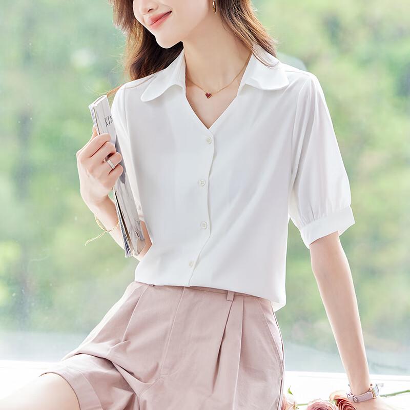 Teluoman Women's V-Neck Short Sleeve Blouse