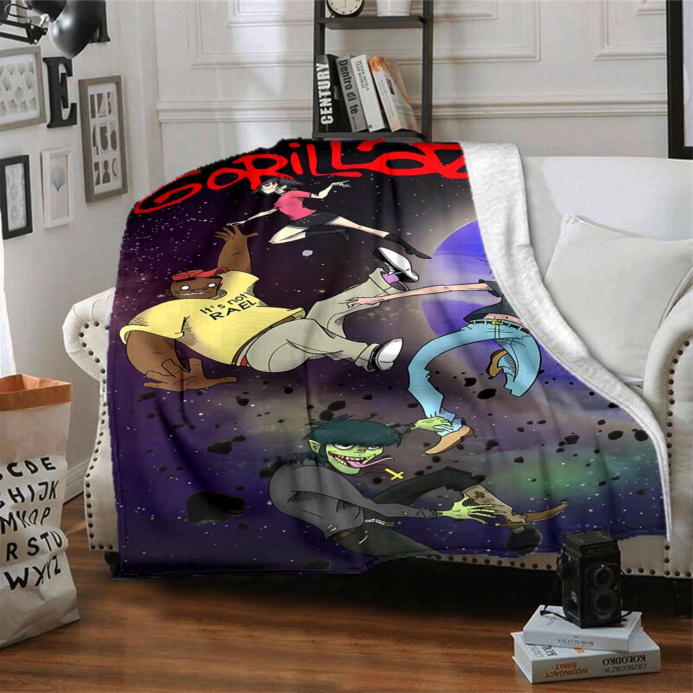 1pc Blanket - Gorillaz band Print Design,Lightweight Blanket for Sofa,Bed- Soft &Warm,Gift for All Seasons