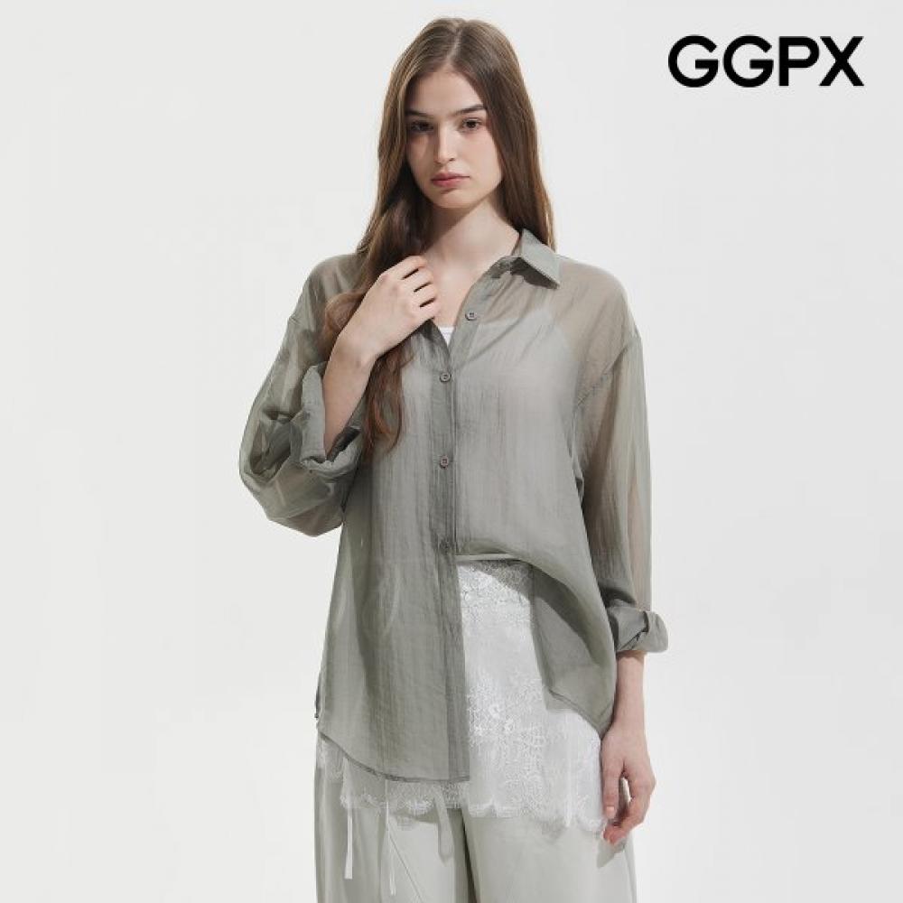 Ggpx New York Back Ribbon Slit Silhouette Shirt Gq3sh054f Grey/F
