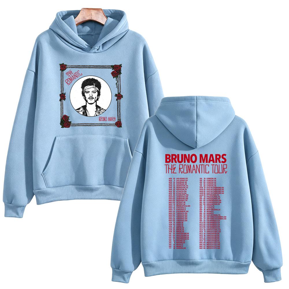Romantic Tour 2026 New Show Hoodies Bruno Mars Concert Fan Music Graphic Pullovers Unisex Oversized Streetwear Casual Sweatshirt