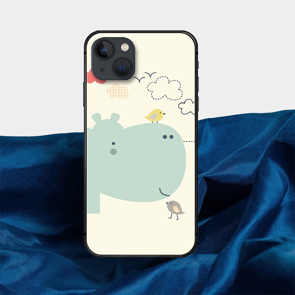 Cartoon Hippo telefondeksel for iPhone Samsung Galaxy Redmi Xiaomi Oppo OnePlus Note SA 7 8 9 10 11 12 13 14 20 21 22 23 53 54 Pro Max Plus Ultra