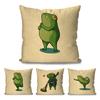 1pc Retro Frog Sports Cartoon Pillow Case Square Pillow Bedroom Sofa Leisure Comfort CushionCarLiving Room Home Decoration 40X40