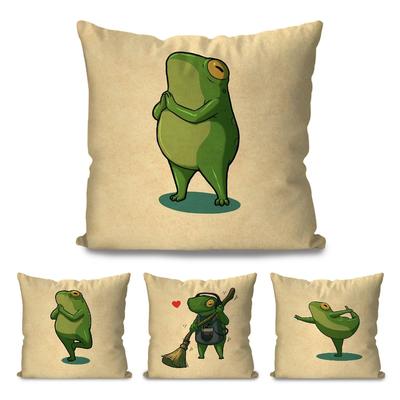 1 szt. Retro Żaba Sportowa Kreskówkowa Poszewka na Poduszkę Kwadratowa Poduszka Sypialnia Sofa Wypoczynek Komfort Poduszka Samochód Salon Dekoracja Domu 40X40