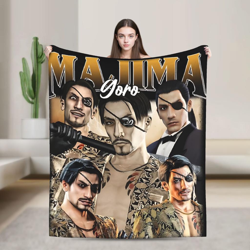 Vintage Majima Goro Plush Blankets Children Flannel Throw Blanket For Outdoor Soft Warm Customized Quality Bedspread Gift