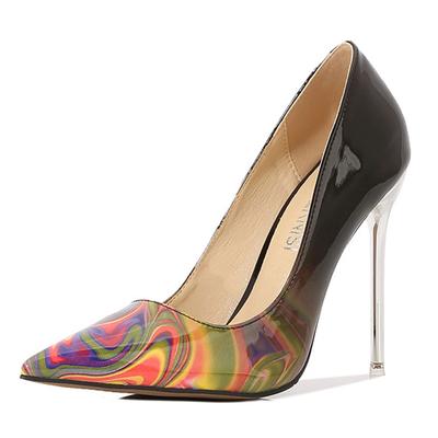 Damen 11cm High Heels Escarpins Valentine Nachtclub Pumps Lady Spitzschuh Stiletto Graffiti Heels Übergröße Glänzende Schuhe