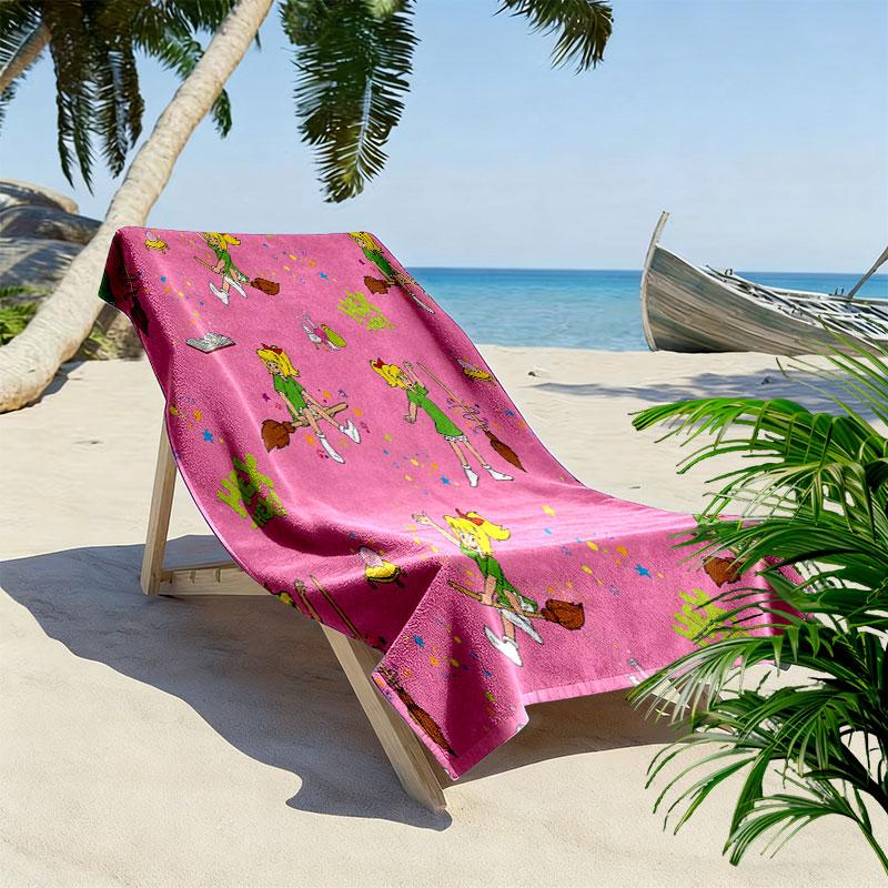 Bibi and Tina Print Beach Towel, Large Soft Quick Dry Towel for Beach Camping Swimming