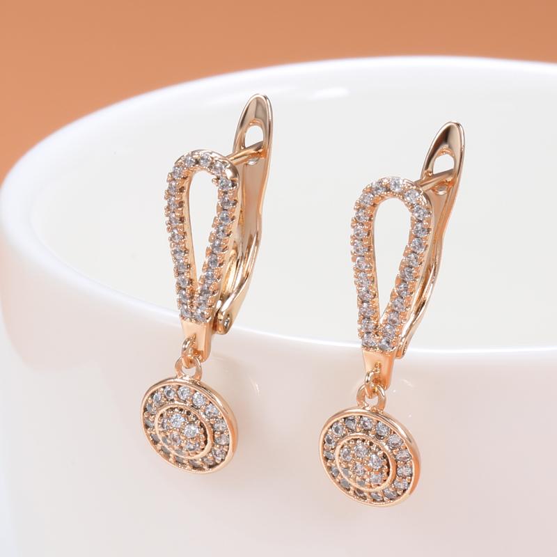 Trendy  Rose Gold Color Natural Zircon Earings Fashion Jewelry  Long Tassel Dangle Earrings Fine Daily Jewelry