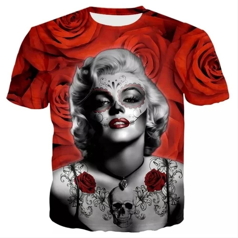 Marilyn Monroe Hip-Hop 3D Printed Men’s Short-Sleeve T-Shirt Casual Crew Neck Loose Top