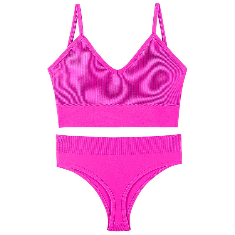Women's French Wirefree Push-Up Bra Set - Thin, Sexy Triangle Cup Sports Underwear with Beautiful Back Design, Two-Piece.