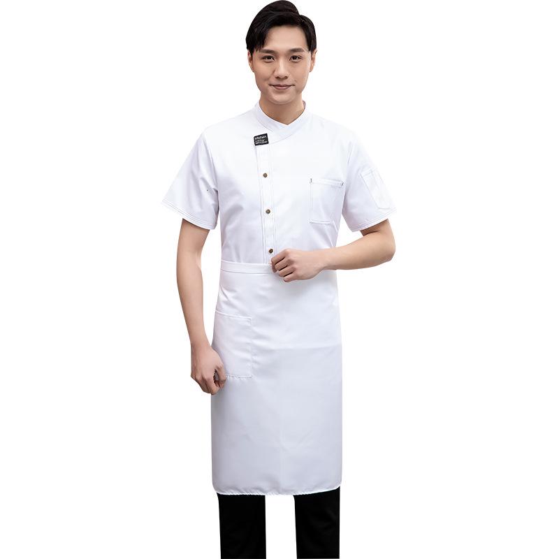 Men's Short Sleeve Breathable Chef Uniform - Chinese Style, Plus Size for Hotel and Canteen Kitchens