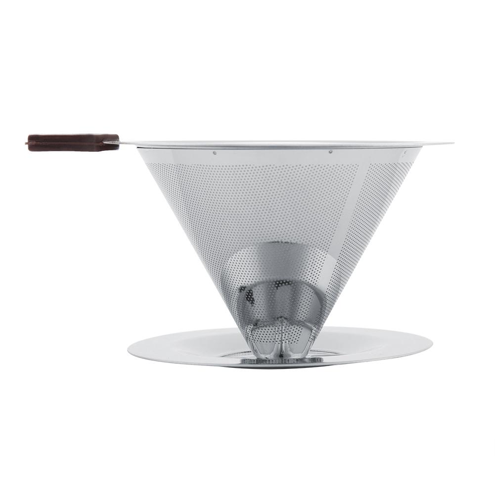 Stainless Steel Coffee Filter Reusable Double Layer Brew Dripper with Cup Stand