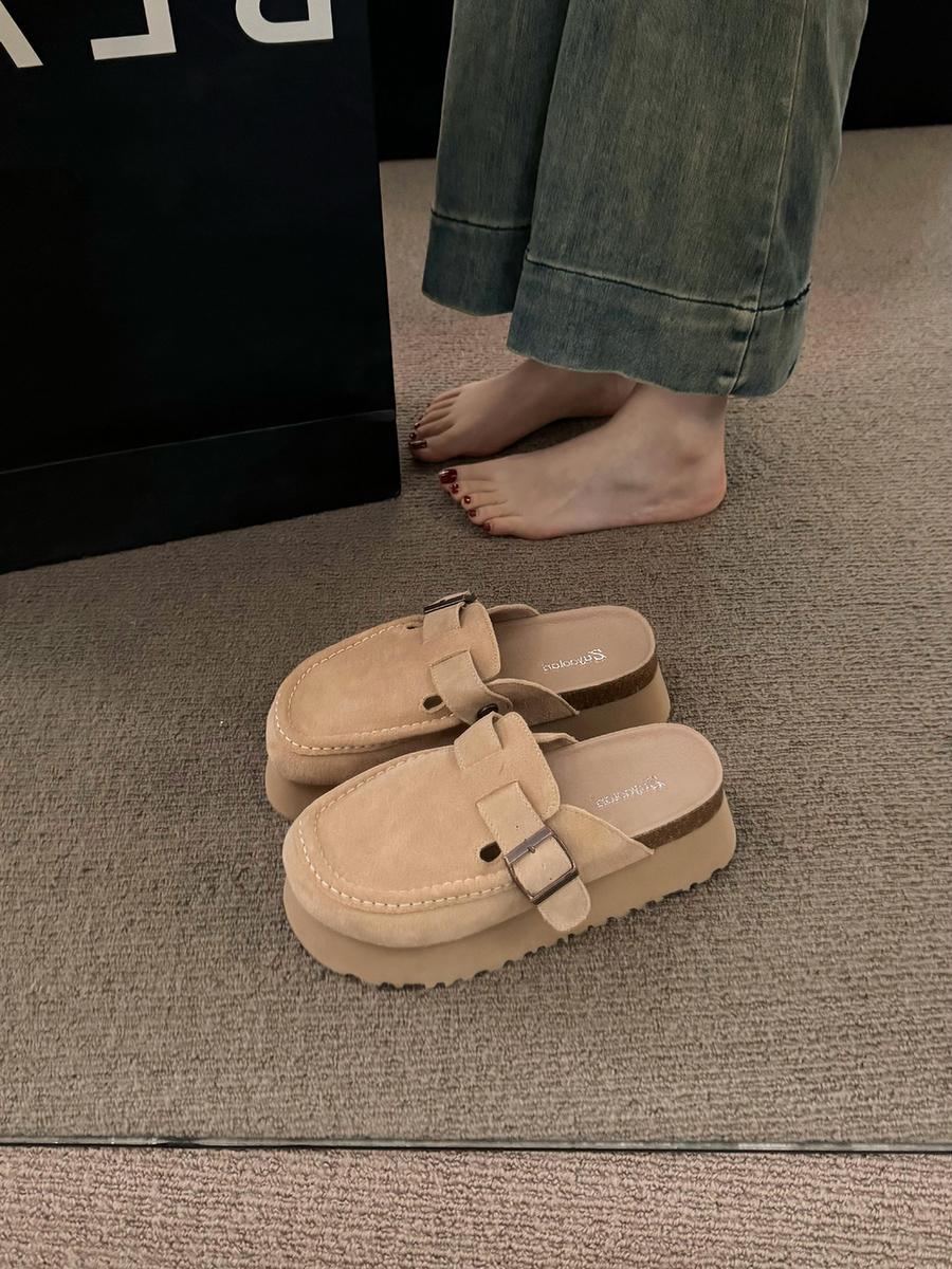 

Мюли на толстой подошве для женщин, летняя верхняя одежда, универсальные туристические сандалии, повседневная обувь для отдыха, пляжная обувь, женские балетки, тапочки, шлепанцы 40 бежевый