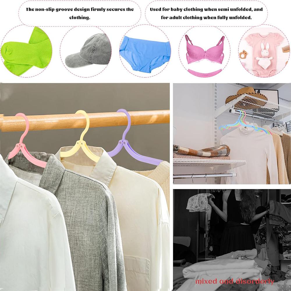 10 Pcs Portable Colored Folding Clothes Hangers, Portable Folding Travel Hangers, Clothes Drying Rack for Travel(5 Colors)