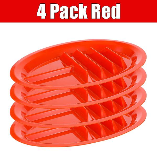 PGY 4/8 Packs Plastic Taco Plates for Party Large Taco Holder with 2 Dipping Areas Stand Up Divider for 3 Tacos Dishwasher Safe