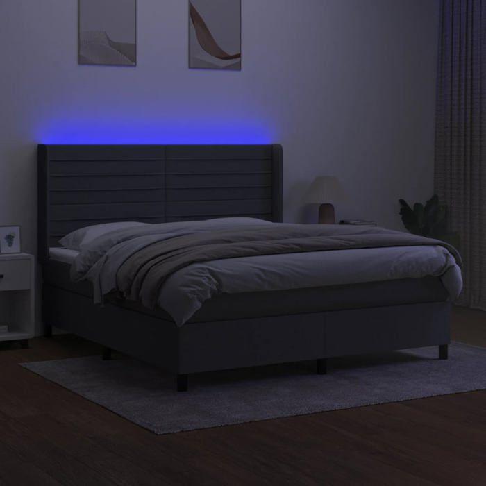 VidaXL Slatted Bed Base with Mattress and LED, Upholstered Bed, Double Bed, Adult Bed for Interior Bedroom, 3138414