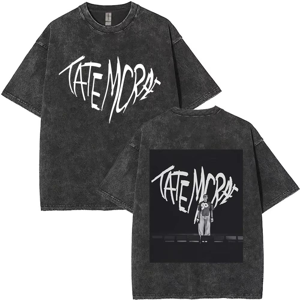 Gewaschenes Vintage Singer Tate Mcrae The Think Later Welttournee T-Shirt Herren Damen Modetrend Oversized T-Shirts Streetwear Unisex