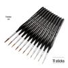 Wolf Hair Fine Line Brush - Black Triangular Birch Handle for Nail Art and Watercolor Detailing