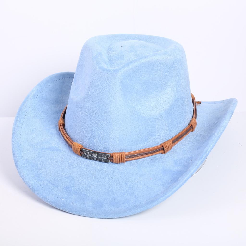Popolare cappello western da cowboy in camoscio classico europeo e americano moda uomo e donna cappello da cowboy a forma di cuore di pesca stile LO