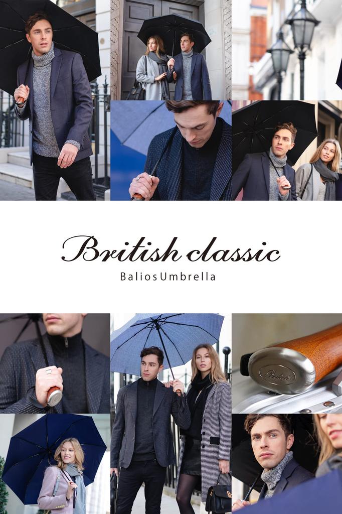 A British Umbrella with a Golden Rosewood Handle That Feels Comfortable In Your Balios Folding Umbrella for 8 Automatic Opening and Suitable for Both
