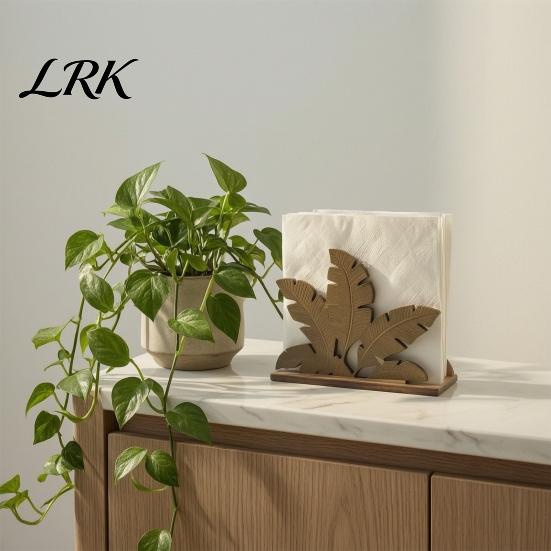 Nordic Style Tissue Holder Wood Napkin Holder, Leaf Shape Solid Dispenser, Decorative Organizer for Table Paper Towel Dining Room And Coffee