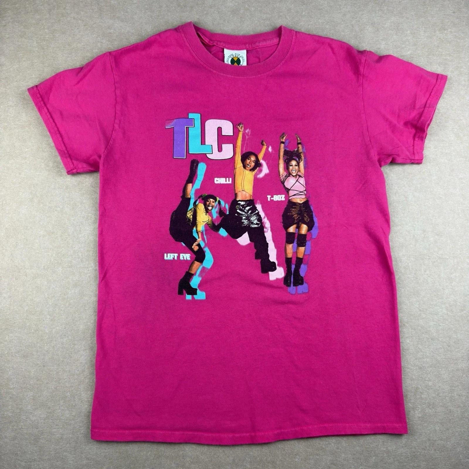 

TLC Shirt Women’s S Pink Graphic Tee Left Eye T-Boz Chilli Cross Colours Hip Hop S