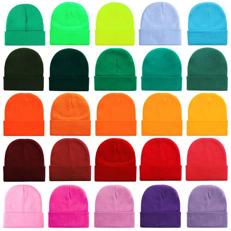 Fluorescent Knit Wool Hat: Versatile, Trendy, Solid Color for Men & Women, Perfect for Autumn & Winter. Warm Pull-On Candy Color Cold-Weather Hat.