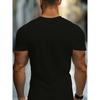 European sizes Men'S Casual Black T-Shirt with Ace of Spades Design - Short Sleeve, Crew Neck, Blend, Summer Streetwear