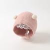 Super cute baby autumn and winter new children's thermal hat cute double ball hat warm ear protector knitted wool hat