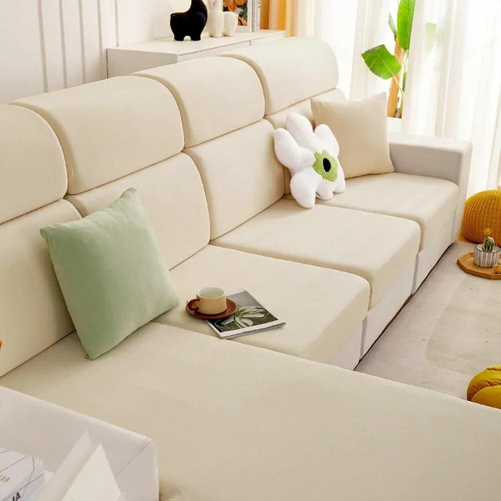 Solid Spandex Sofa Sectional Covers Elastic Breathable Sofa Cushion Cover for Living Room Chaise Longue Sofa Slipcover Home Pets