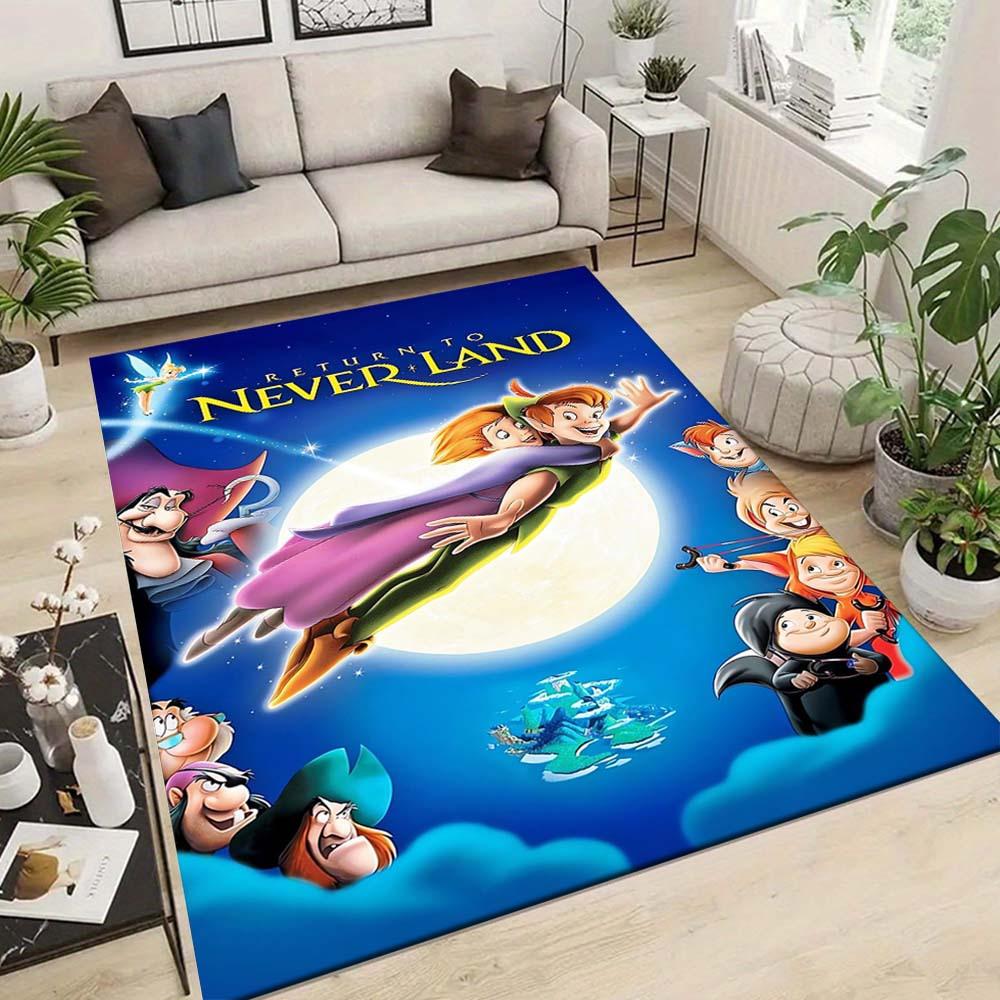 JIT 1 pz Tappeto Aree Tematico Peter Pan di Notte – Morbido Poliestere, Lavabile in Lavatrice Tappeto Rettangolare per Camere da Letto, Ingresso, Ufficio – Grande Tappetino per Pavimenti per